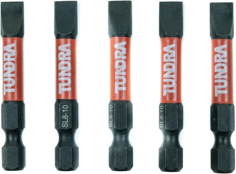 Tundra Tools #8-10 Impact Screwdriving Slotted Bits, 5 pack, impact rated for impact drivers - Image 1